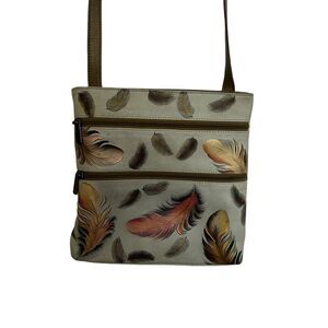 Anuschka Leather Crossbody Feather Bag